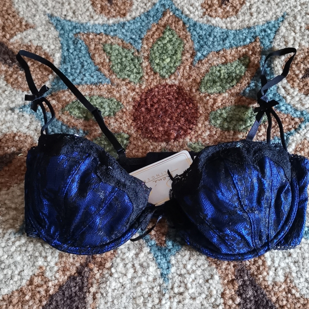 Rene Rofe Blue Lace Bra